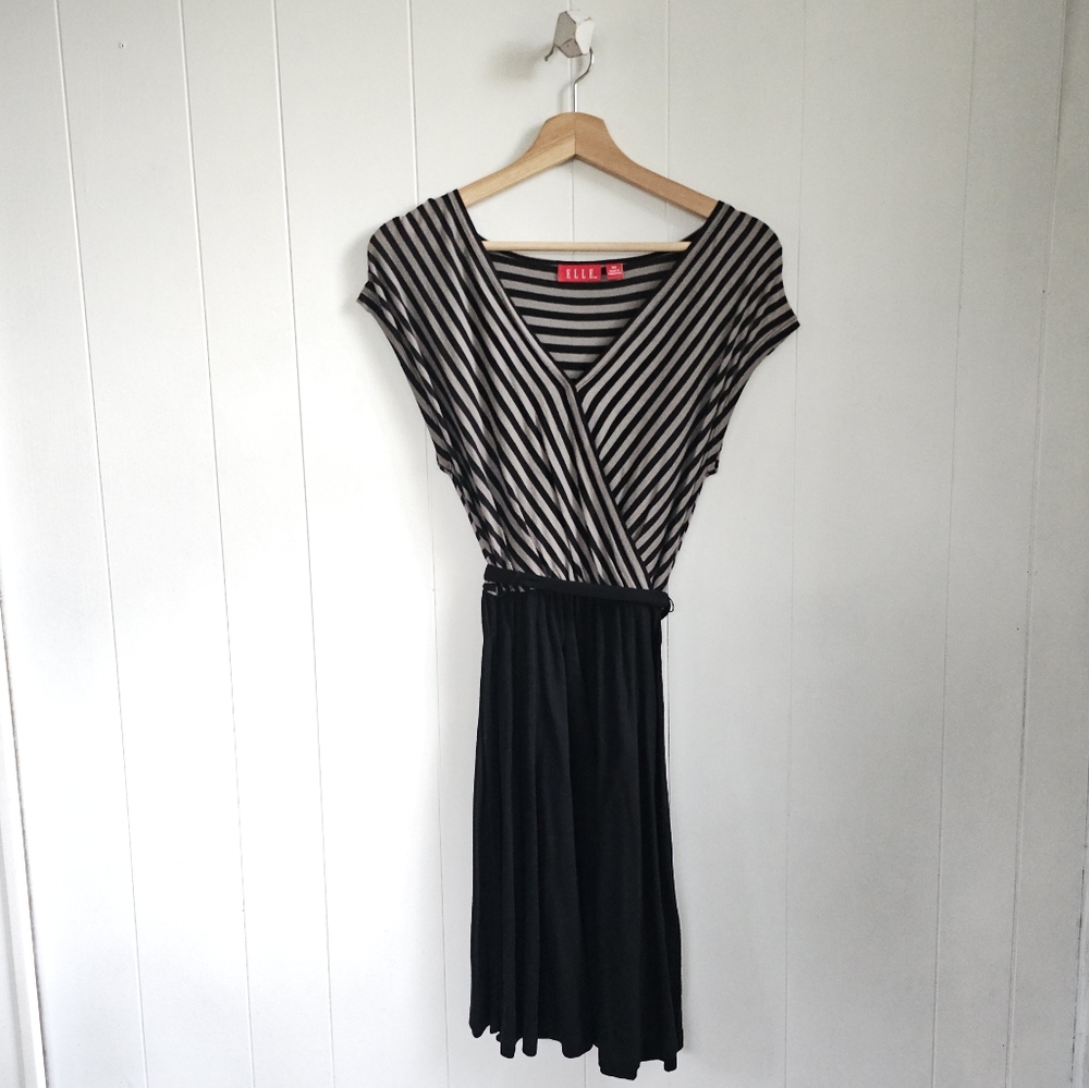 ☆ ELLE Striped Wrap Dress